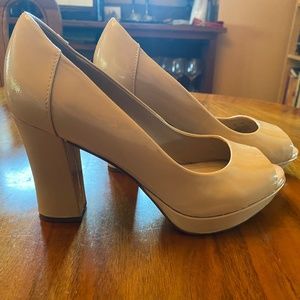 Naturalizer Amie Tan Patent Leather Peep Toe Pumps